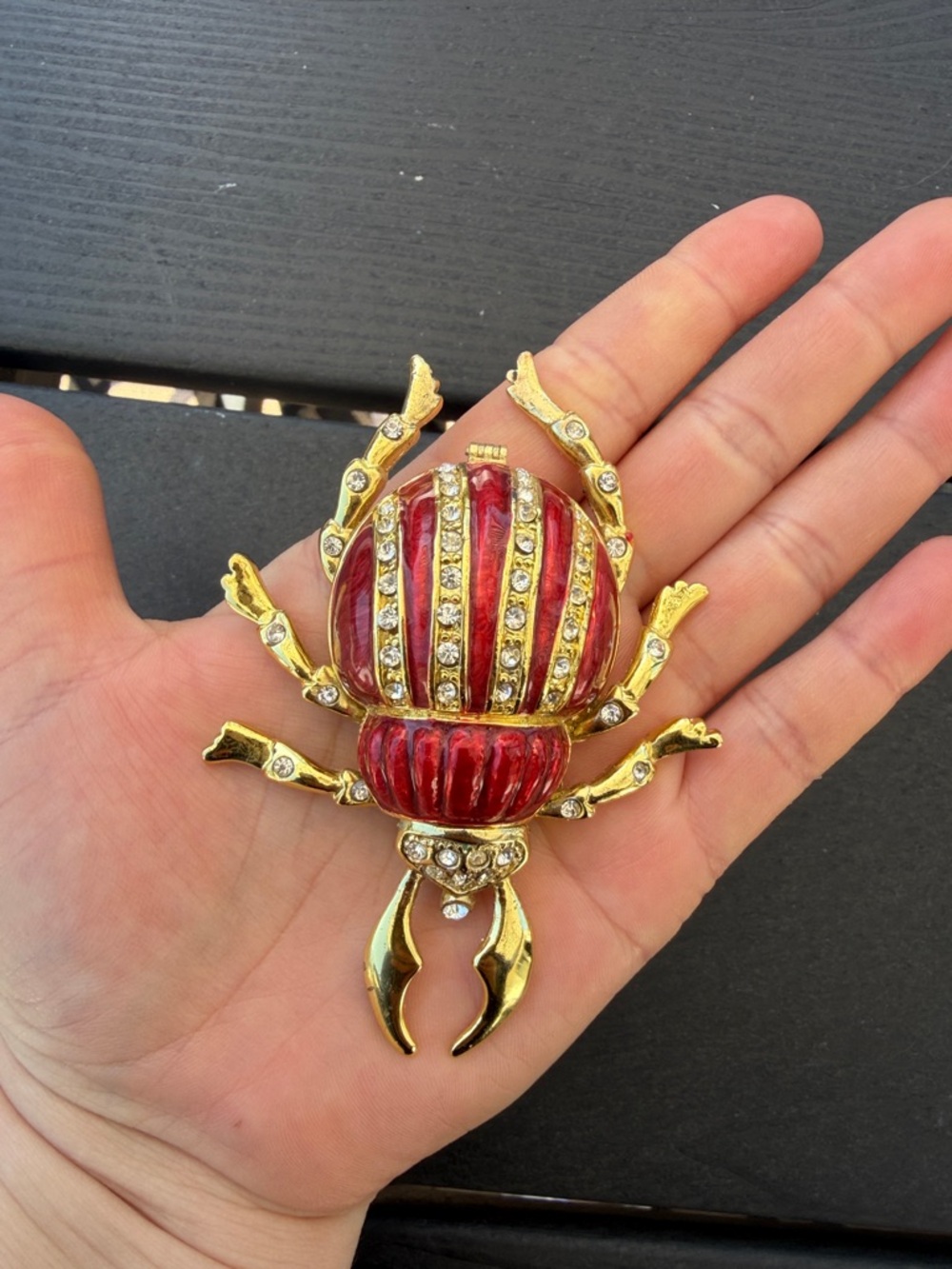 Vintage Scarab Beetle Trinket Box Hinged Lid For Keepsakes or Jewelry - Picture 5 of 5